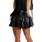 Ball Sexy High Elastic Pleated Leather Skirt Short Skirt