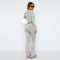 Hot selling letter printed casual wide leg pants two-piece set