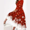 Fashion Round Neck Large Christmas Element Print Dress