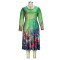 Fashion Round Neck Large Christmas Element Print Dress