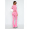 Hot selling solid color high waisted casual wide leg pants two-piece set