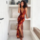 Fashionable and Sexy Leopard Stripe Suspended Dress