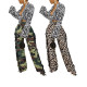 Fashionable and cute leopard print camouflage double tassel wide leg pants