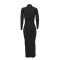 Fashionable half high neck solid color slim fitting mid length dress