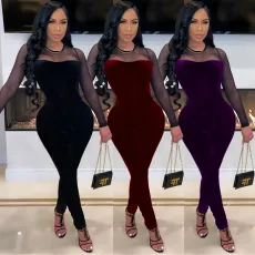 Fashion Perspective Sexy Slim Fit Long Sleeve Pants Jumpsuit