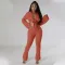 Fashion casual lace up micro horn solid knit sweater two-piece set