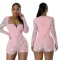 Women's fashion long sleeved hot diamond jumpsuit shorts with slim fit