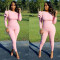 Fashion Solid Color Layered Ruffle Edge Long Sleeve Two Piece Set
