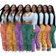 Fashionable solid color straight leg jeans