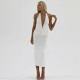 Fashionable and sexy V-neck hanging neck open back dress