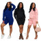 Fashion Solid Sport Casual Hoodie Two Piece Set