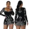 Women's fashion long sleeved hot diamond jumpsuit shorts with slim fit