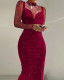 Fashionable sequin slim fitting sexy long sleeved hip wrap skirt