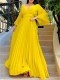 Fashion Long Sleeve V-Neck Large Size Dress Solid Color Dress
