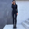 Sexy elastic shaping open back round neck long sleeved jumpsuit