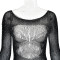 Sexy High Elasticity Knitted Perspective Long Sleeve Hollow Iron Diamond Bodysuit