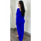 Fashionable solid color long sleeved split pleated long dress