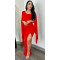 Fashionable solid color long sleeved split pleated long dress