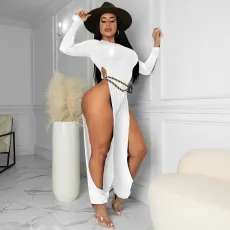 Sexy open leg jumpsuit