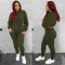 Fashion Solid Color Sweater Elastic Sports Casual Two Piece Set