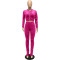Fashion Solid Color Long Sleeve Reveal Ruched Sweatsuit