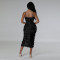 Fashionable Sequin Split Open Back Sexy Strap Beaded Dress