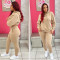 Fashion Solid Color Sweater Elastic Sports Casual Two Piece Set