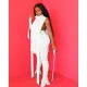 Fashion pile neck lace up pleated casual two-piece set