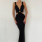 Sexy Fashion Splicing Hanging Neck Strap Backless Long Dresses