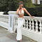 Fashion Backless Hanging Neck Tie Knit Sweater Long Skirt Set