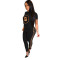 Fashion Sequins Short Sleeve Top Casual Pants Set
