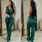 Fashion Solid Color Sleeveless One-Shoulder Sequined Pants Jumpsuit