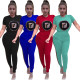 Fashion Sequins Short Sleeve Top Casual Pants Set