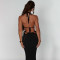 Fashion Backless Hanging Neck Tie Knit Sweater Long Skirt Set