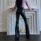Winter New High Waist Light PU Leather Pants Black Shiny Flare Pants Women's Pants