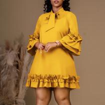Beauty loose casual large size with thin wooden ear edge solid color foreign trade dress