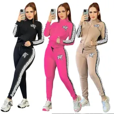 Autumn and Winter Style High Neck Fashion Commuter Print Sports Set