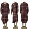 Coat Autumn/Winter New Flip Neck Pocket Casual Plaid Fashion Coat LONG SHIRT