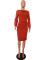 European and American women's solid color long sleeved patchwork small fireworks evening dress