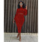 Autumn and winter pleated long sleeved dress set, solid color high elasticity street two-piece set
