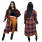 Coat Autumn/Winter New Flip Neck Pocket Casual Plaid Fashion Coat LONG SHIRT