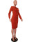 European and American women's solid color long sleeved patchwork small fireworks evening dress