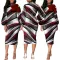 Sexy and fashionable digital printed long sleeved round neck women's dress