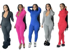Solid color jumpsuit sexy nightclub outfit