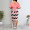 Sexy and fashionable wave pattern short sleeved V-neck women's dress