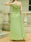 New Women's Amazon One Shoulder Oblique Neck Dress Solid Color Crease Dress