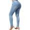 Fashionable slim fit, versatile and distressed women's elastic denim leggings