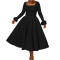 Elegant and Elegant Fur Decorated Large Skirt Dress African Dress