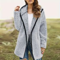 New Solid Color Polo Hoodie Amazon Autumn/Winter Polo Plush Casual Coat