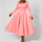 Elegant and Elegant Fur Decorated Large Skirt Dress African Dress